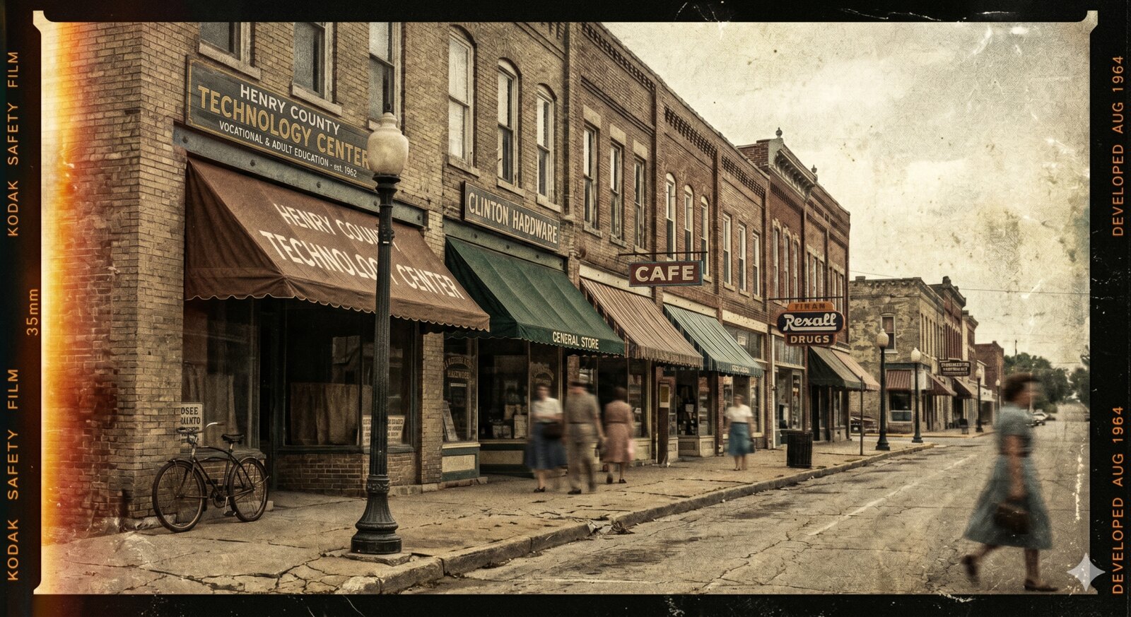 Historic downtown Clinton, Missouri street scene